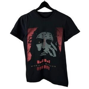 Mens Y2K Marilyn Manson Rock Grunge Music Graphic Black Shirt Size S